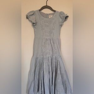 Joyfolie Cornflower Blue Eyelet Maxi Dress